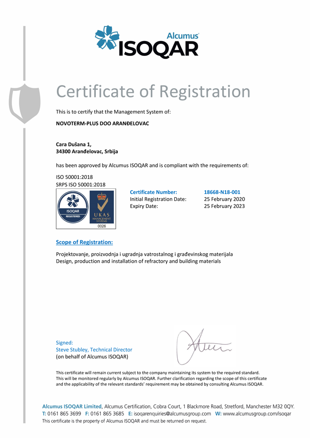 Sertifikat ISO 50001:2018